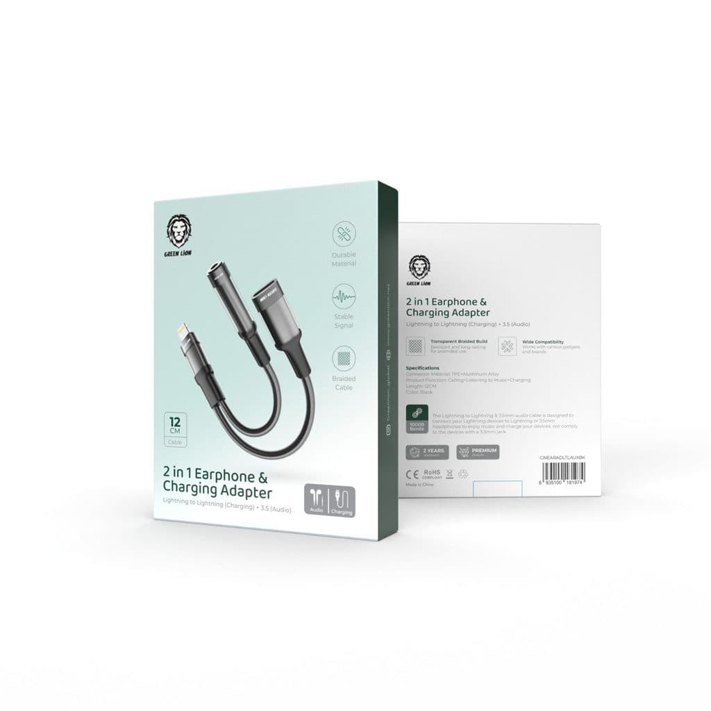Green Lion 2 In 1EARPHONE & Charging Adapter